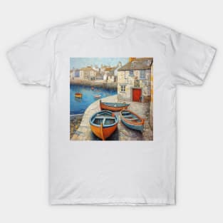 Rowing Boats at Mousehole Harbour, Cornwall T-Shirt